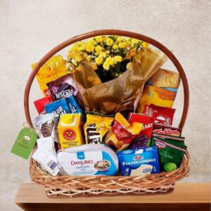 Cesta de Café com Flores Bom Dia para Você!